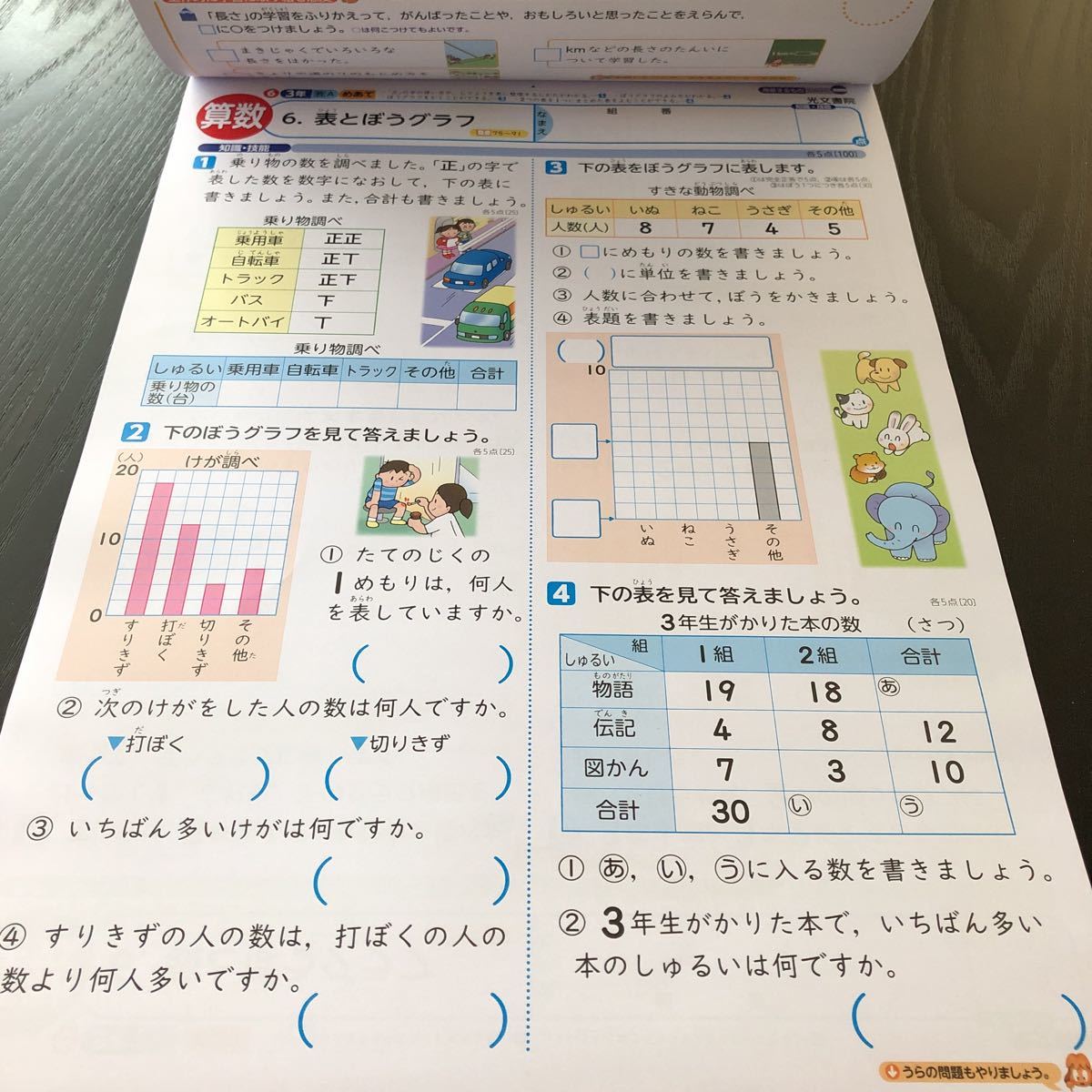 コ7 非売品 算数C 3年生 学習 問題集 ドリル 小学 算数 テキスト 勉強 テスト用紙 一学期 文章問題 受験 前期 光文書院 家庭学習_画像6