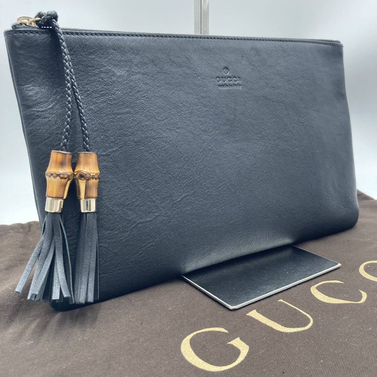 1円〜未使用/最高級モデルグッチ GUCCI バンブー タッセル シボ革