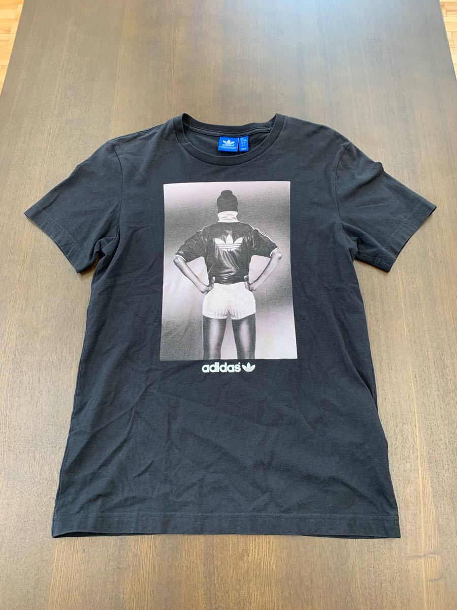 【美中古品】アディダス　adidas  プリントTシャツ　黒　Lサイズ