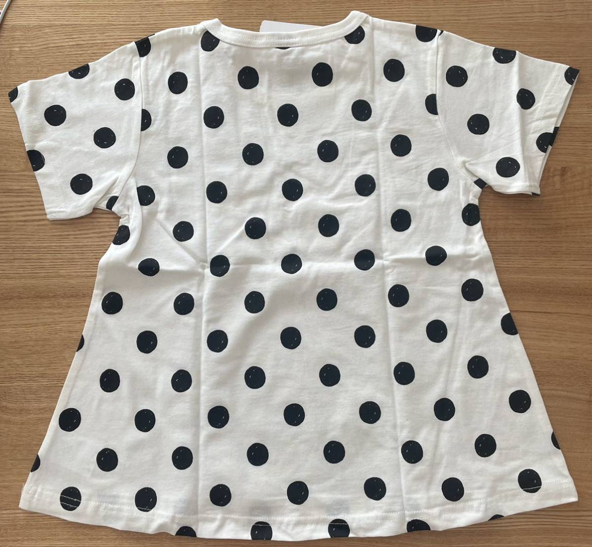 新品　子供服　Tシャツ　130 女の子　白　水玉