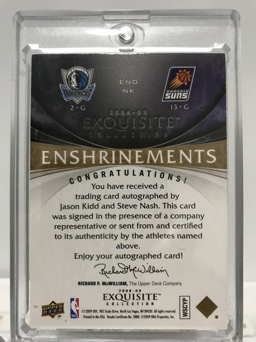 NBA JASON KIDD STEVE NASH DUAL AUTO 2008-09 UD EXQUISITE BASKETBALL ENSHRINEMENTS Autograph SIGNATURE /25 sheets limitation autograph autograph 