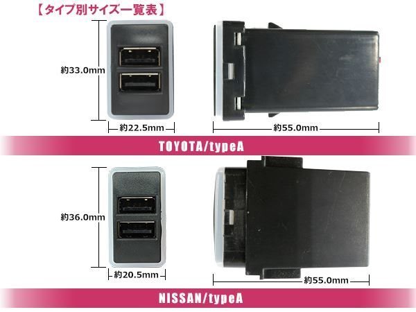 メール便 USBチャージャー スイッチホールカバー 3.0A 2ポート オーリス NZE/ZRE150系 LEDカラー ホワイト！スモール トヨタAタイプ_画像3