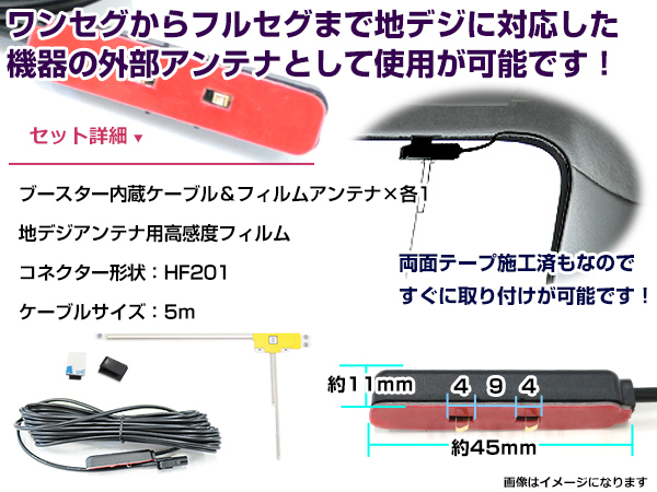 右側L型 フィルムアンテナ1枚 ケーブル1本セット カロッツェリア AVIC-CE900NO 2016年モデル HF201 地デジ ワンセグ_画像2