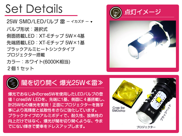 メール便送料無料 フォグランプLED パルサー N13 LEDフォグ ホワイト 6000K相当 H3 25W SMD_画像2