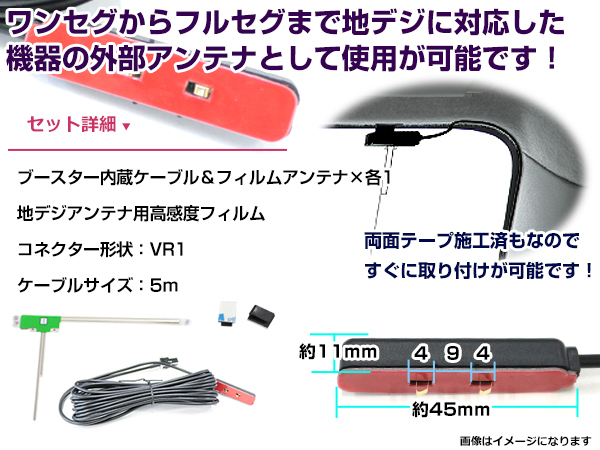 左側L型 フィルムアンテナ1枚 ケーブル1本セット パナソニック CN-HX3000D 2009年モデル VR1 地デジ ワンセグ_画像2