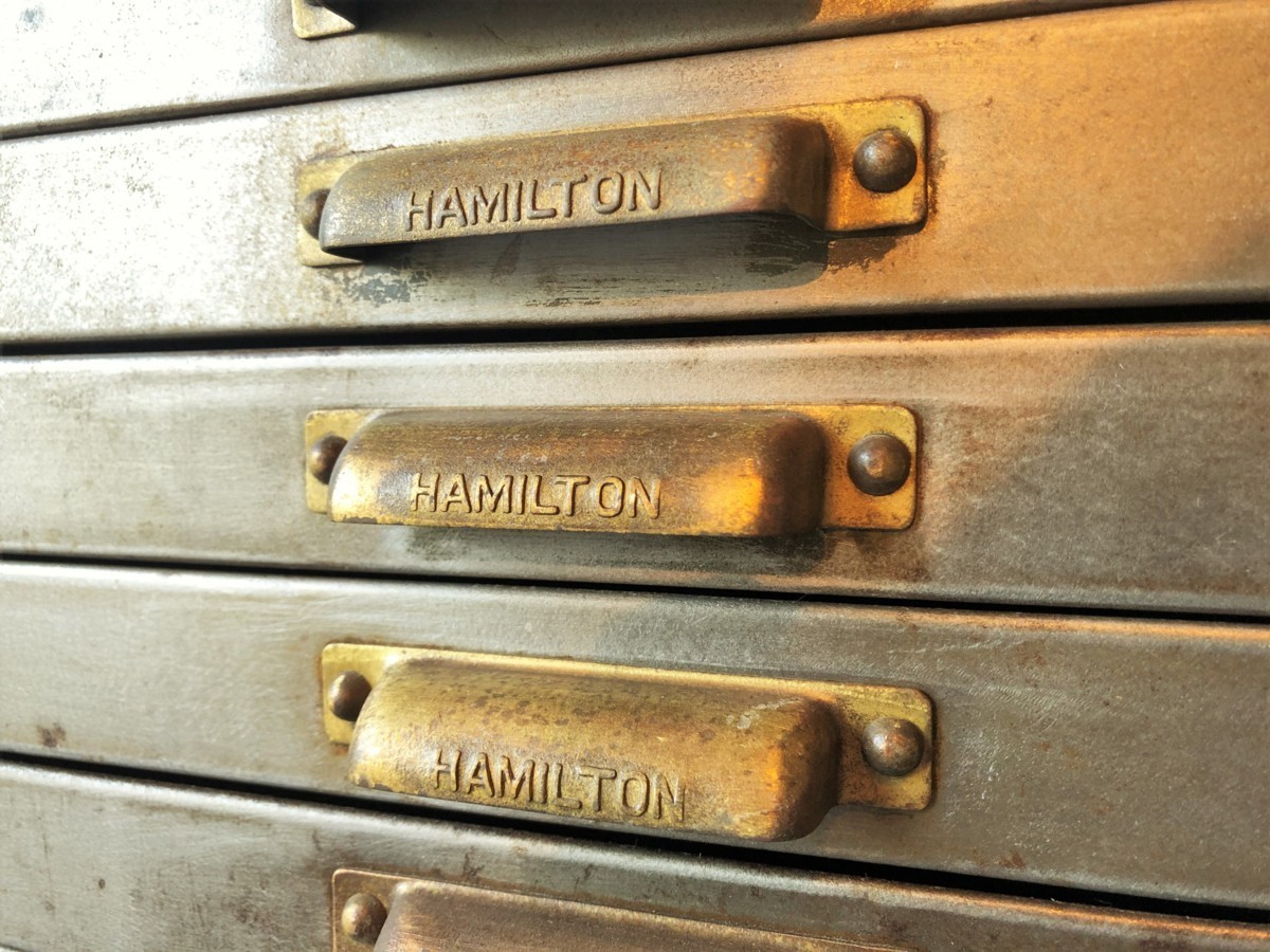  ultra rare!1930 period HAMILTON MFG.CO/ Hamilton company steel cabinet US Vintage wooden 40 cup Mid-century 