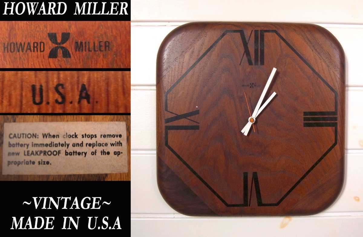 60s 70s Vintage HOWARD MILLER Nelson GEORGE часы USA America производства Roman numeral Mid-century EAMES Herman Miller VINTAGE