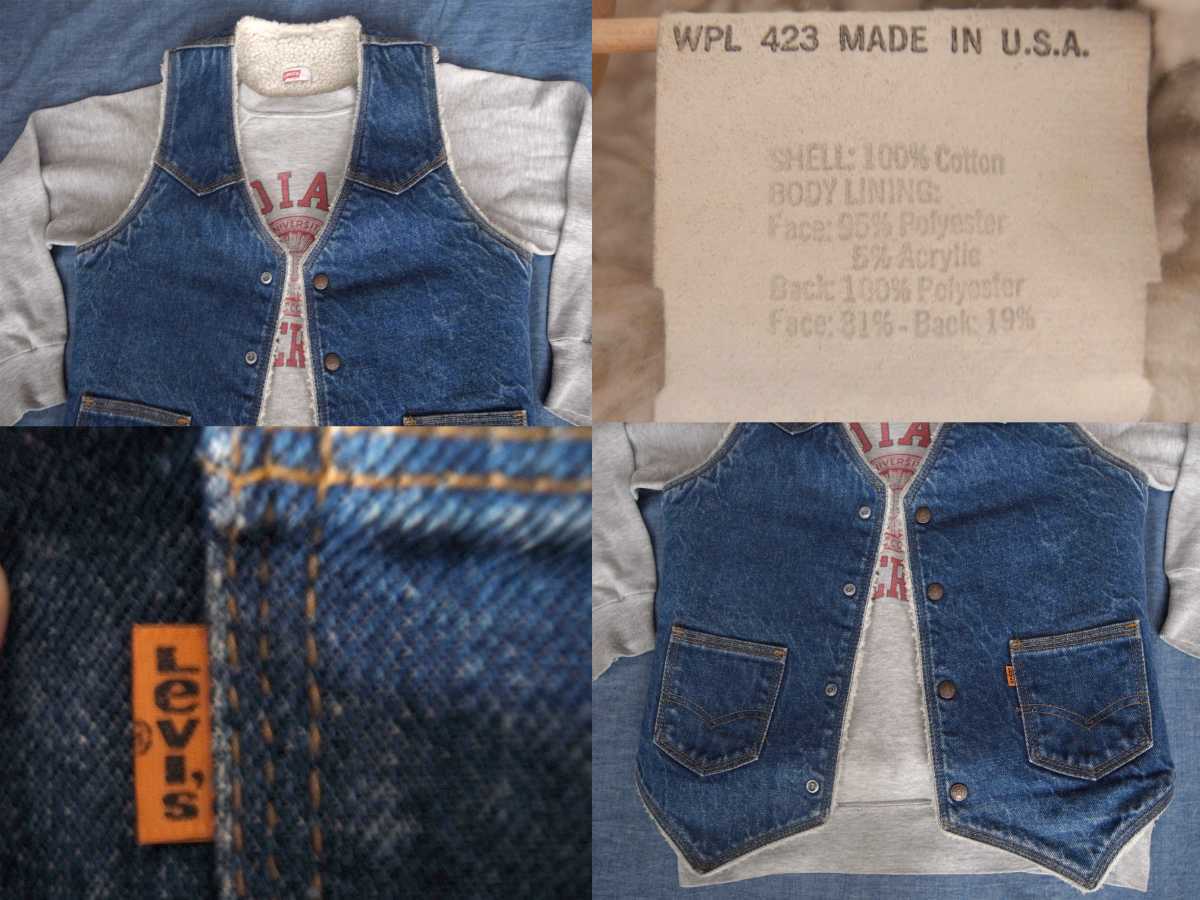 70s ビンテージ LEVI'S オレンジタブ BOA ベスト USAアメリカ製 ガーメンツVINTAGE リーバイス RRL マッコイ storm RIDER ウエアハウス_画像4