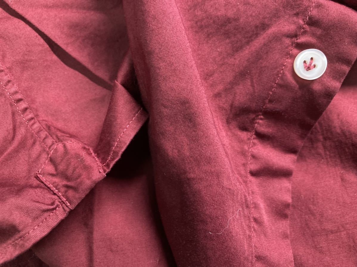 新品　ソンリーサ（伊）　ストレッチ素材製品染めシャツ　Ｌ　バーガンディ　イタリア：ベルガモのシャツ専業メーカ製　定価３．５万円_画像6
