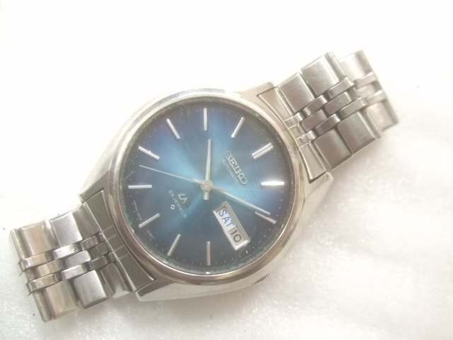 1974年モデルセイコーロードマチック青系ダイヤル純正ベルト付き腕時計動品　T055