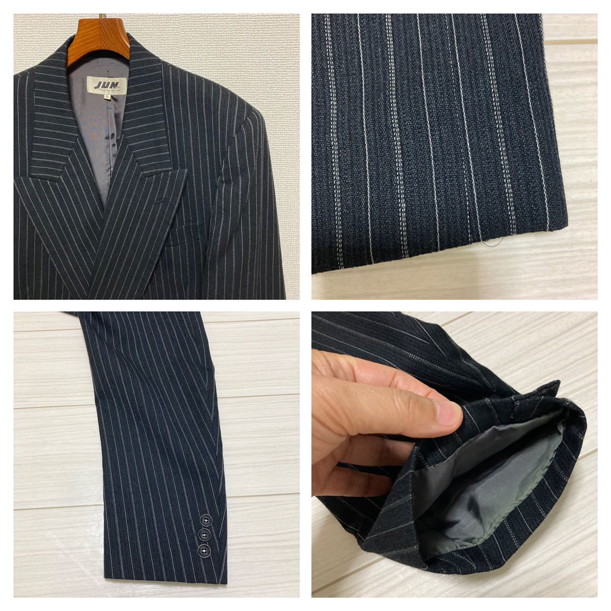 90s JUN MEN ジュンメン ダブル 3ピース セットアップ スーツ L 90s JUN MEN ジュンメン ダブル 3ピース セットアップ スーツ L