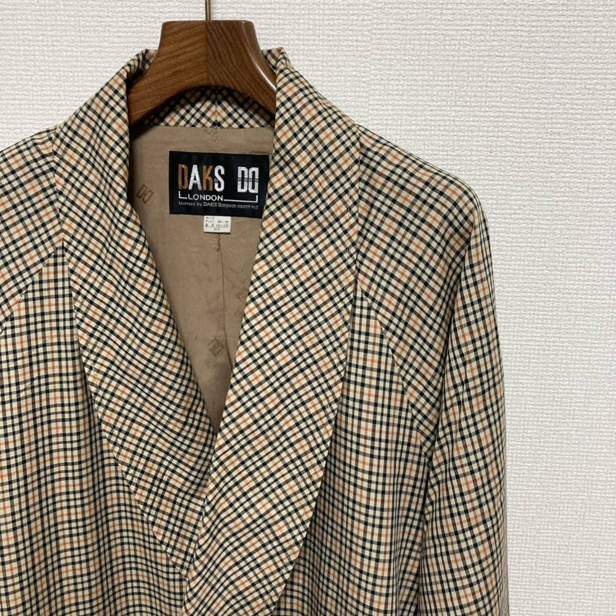 80s 90s DAKS ダックス ハウスチェック ベルト付 ガウンコート M