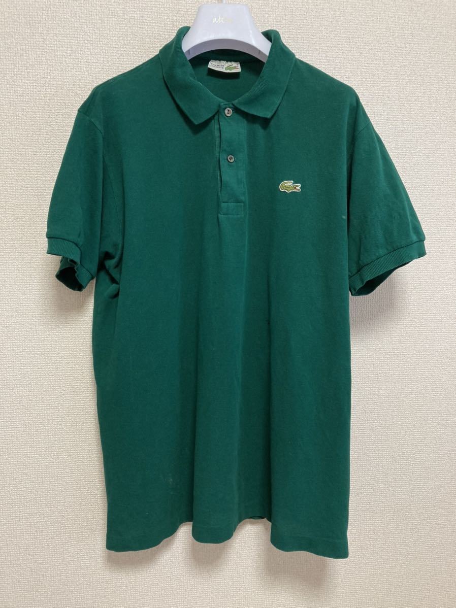 70's 80's フランスラコステ CHEMISE LACOSTE フレンチラコステ ヴィンテージ ポロシャツ 6 緑 鹿の子 地ポロシャツ　半袖ポロシャツ