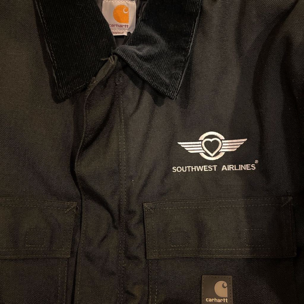 カーハート carhartt Extremes Coat エクストリームコートC55 ナイロンジャケット L ブラック SOUTHWEST AIRLINES企業ロゴ_画像2