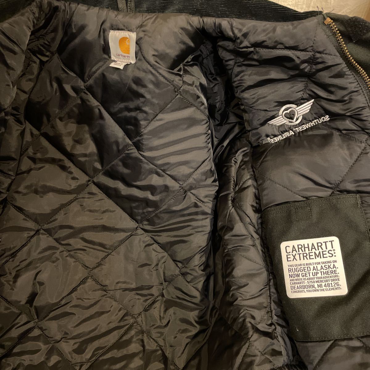 カーハート carhartt Extremes Coat エクストリームコートC55 ナイロンジャケット L ブラック SOUTHWEST AIRLINES企業ロゴ_画像6