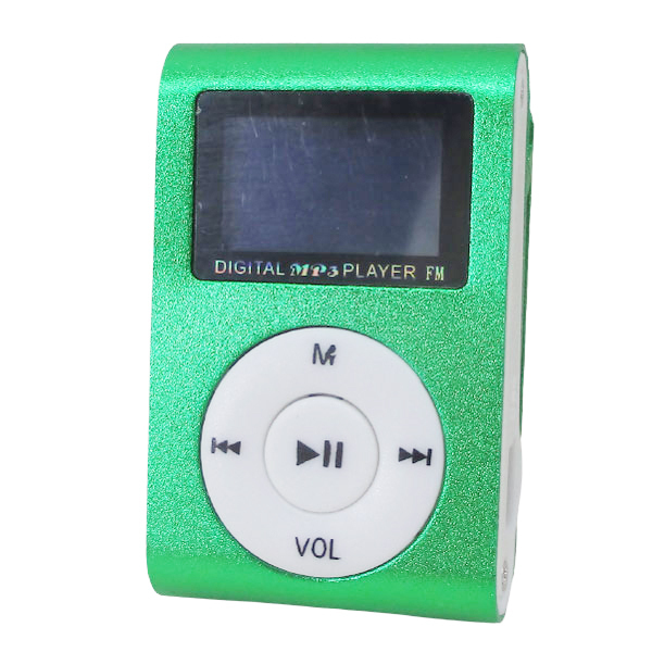 送料無料 MP3プレーヤー アルミ LCDスクリーン付き クリップ microSD式 MP3プレイヤー グリーンｘ１台_画像1