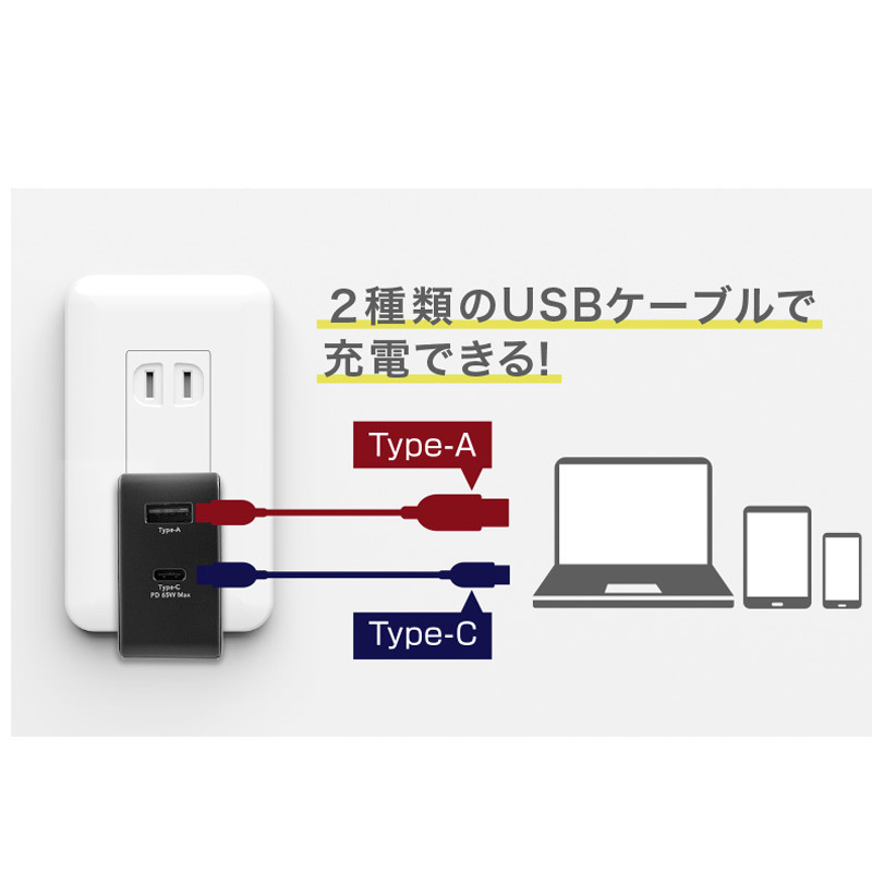 AC-USBアダプタ AC-USB充電器 2ポート 65W Type-A＆C GaN グリーンハウス GH-ACU2GBC-BK/0502/送料無料_画像8