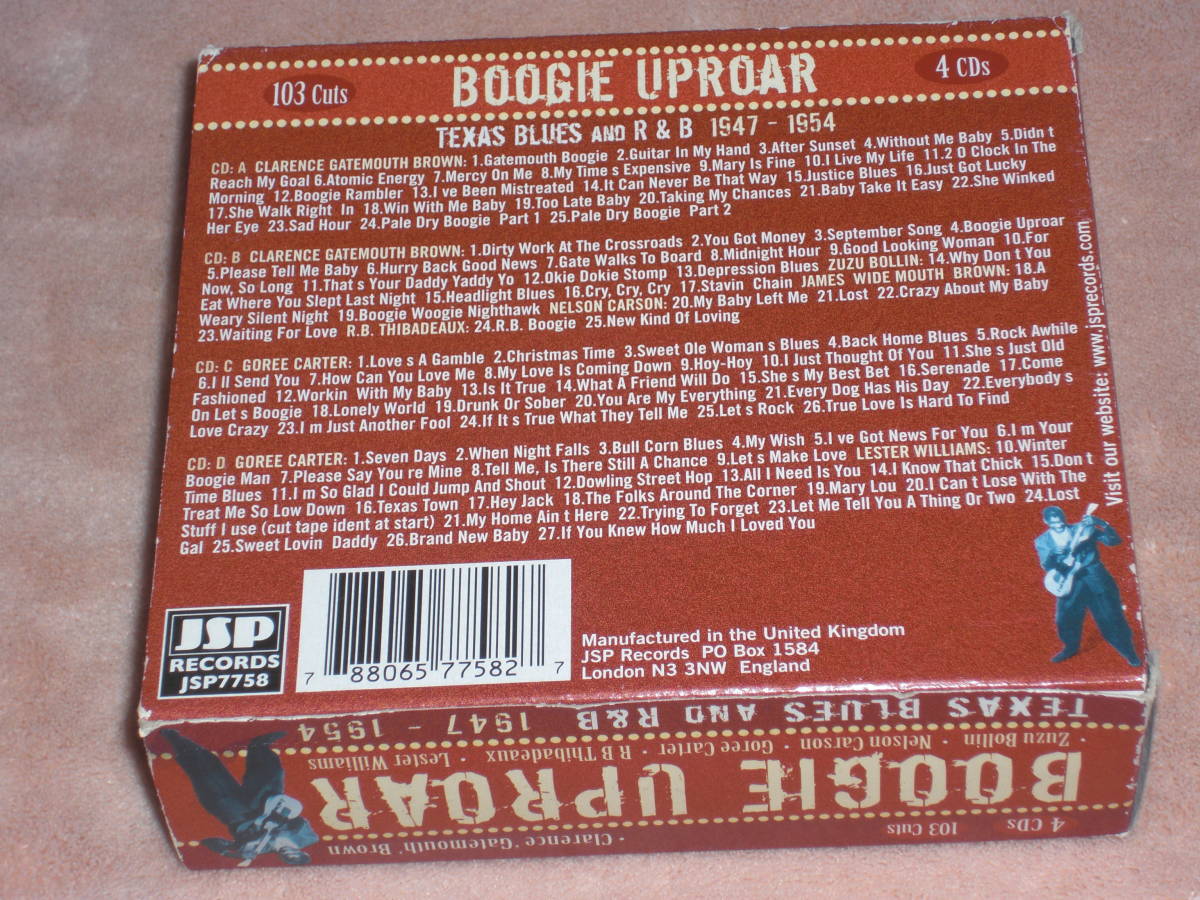 UK盤４枚組CD　V.A. ：Boogie Uproar (Texas Blues And R&B 1947-1954) Gatemouth Brownほか 全103曲（JSP Records ー JSP7758）　P soul_画像10