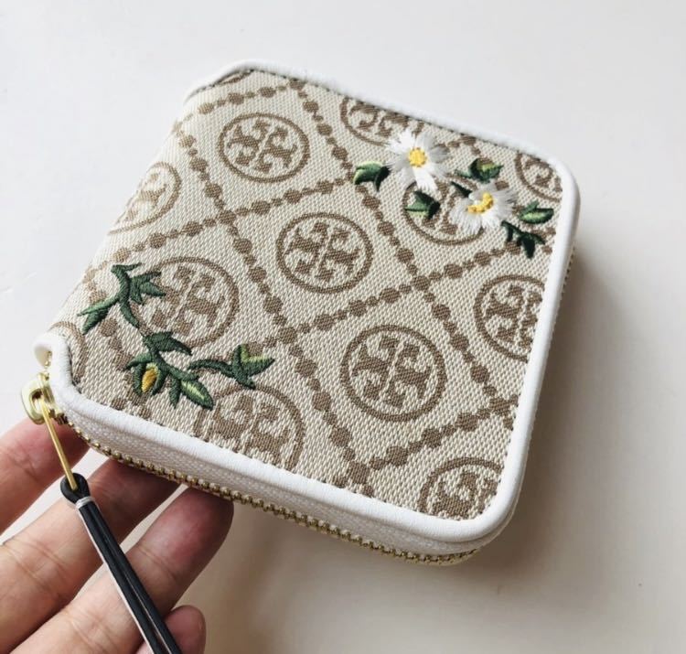 66%OFF!】 トリーバーチ Tモノグラム鳥刺繍 コイン カード 折り財布