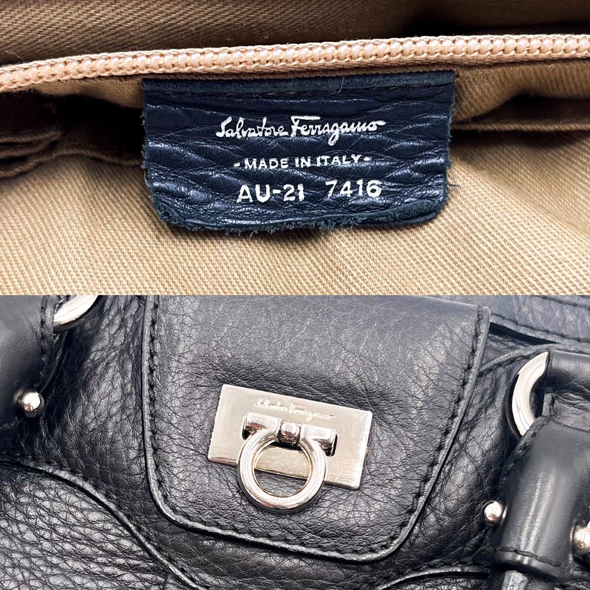 1円○極美品○Salvatore Ferragamo フェラガモ メンズ 2wayトート