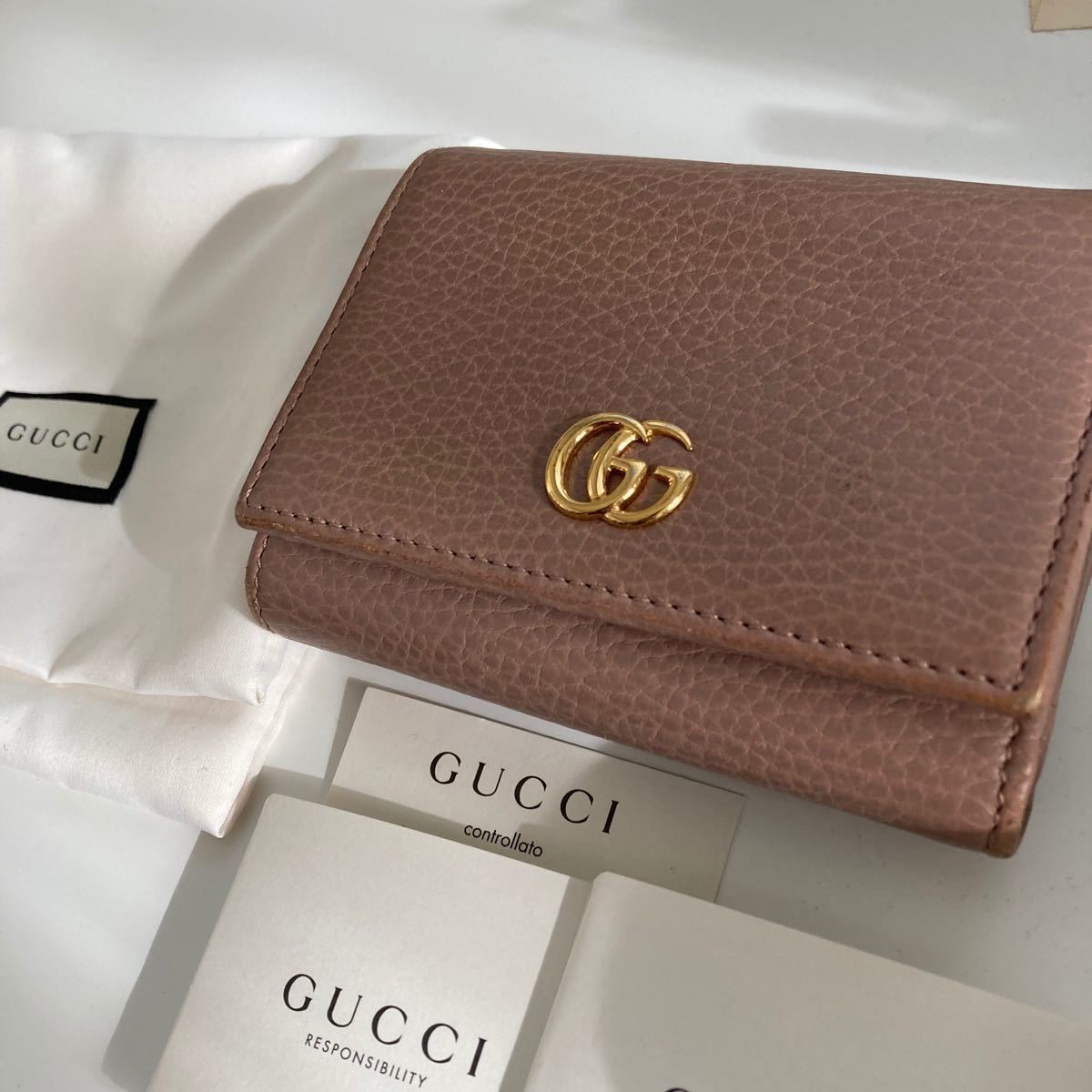 GUCCI グッチ 三つ折り財布 ミニ財布 ベージュ｜PayPayフリマ