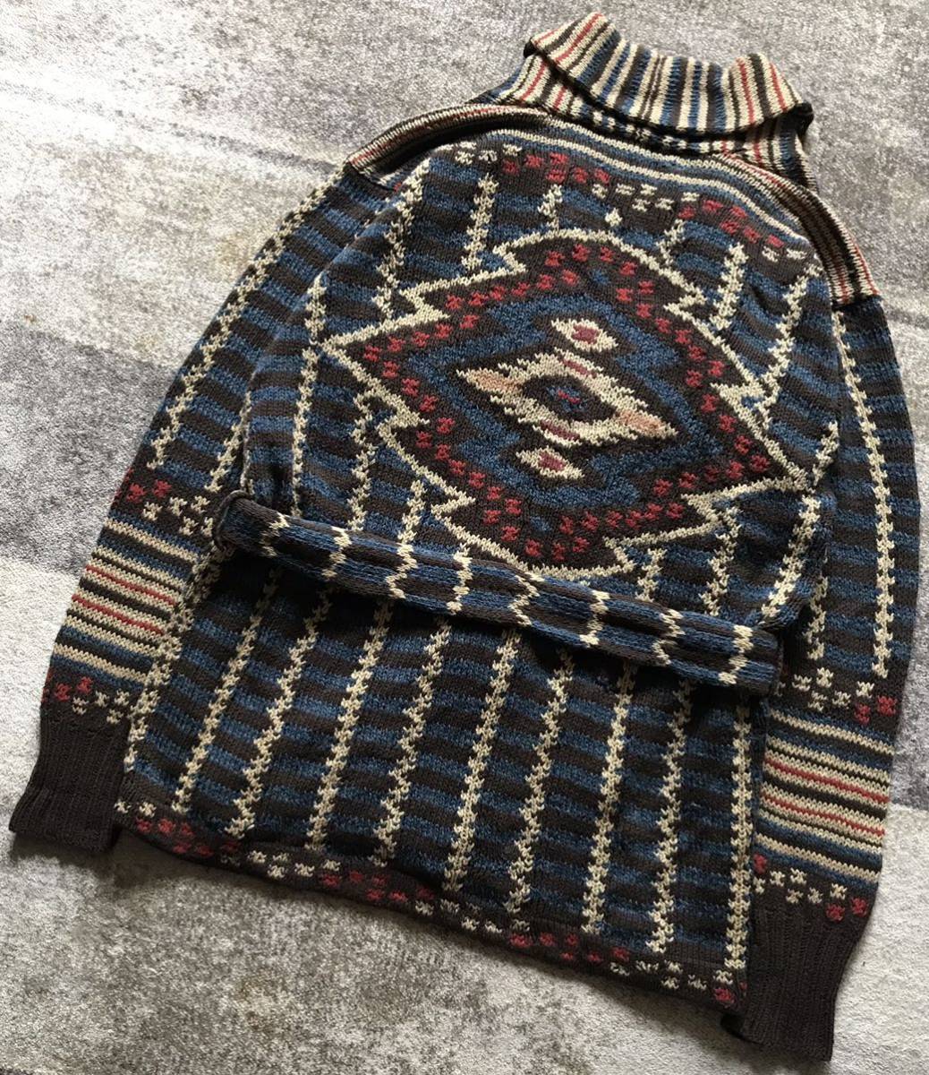 幻の1枚 初期の名作 90's vintage RRL RALPH LAUREN ダブルアールエル ラルフローレン ネイティブ柄 ニット ガウン カーディガン L