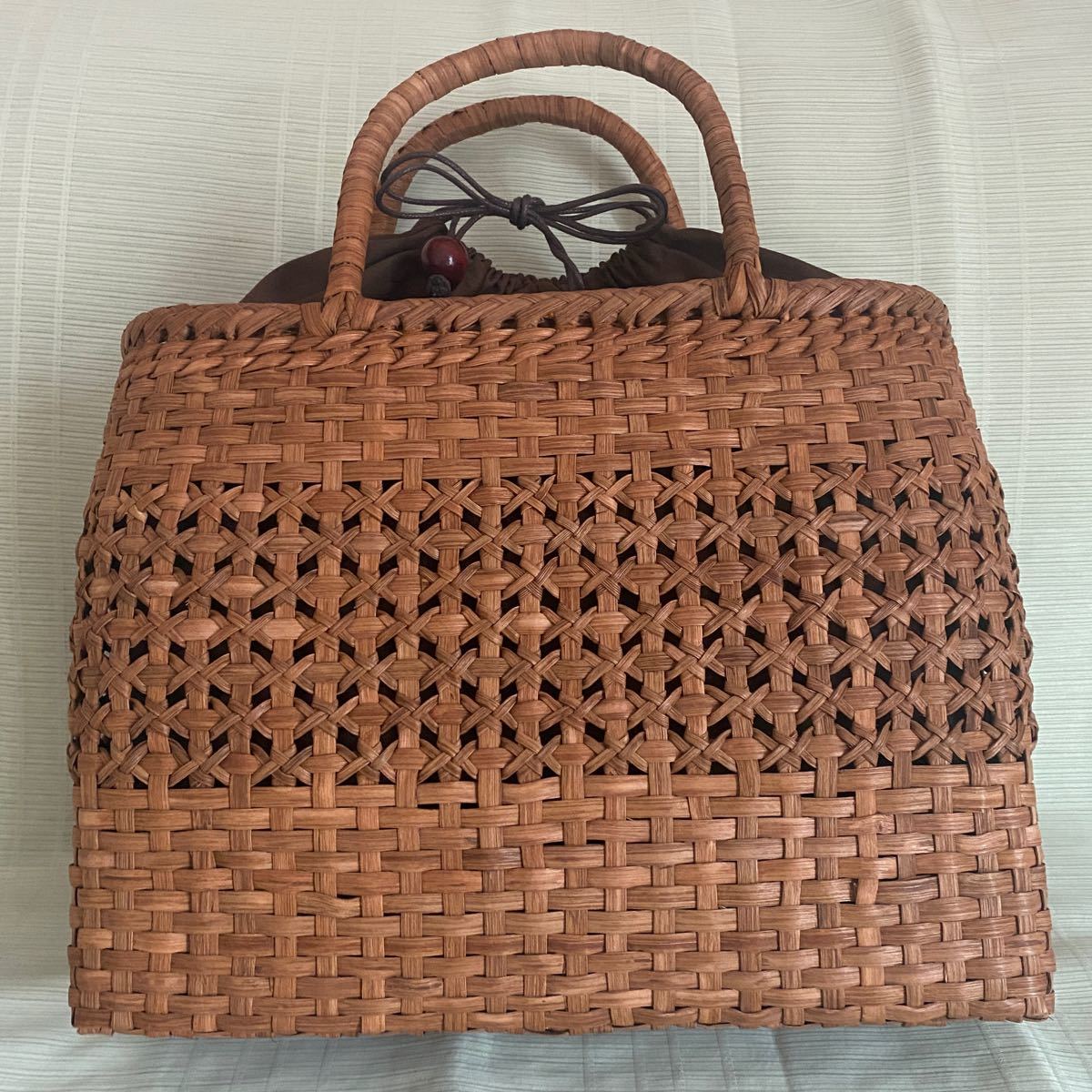 新入荷 目玉品 新品 長野産 サイズXL 職人手編み 網代編み山葡萄籠
