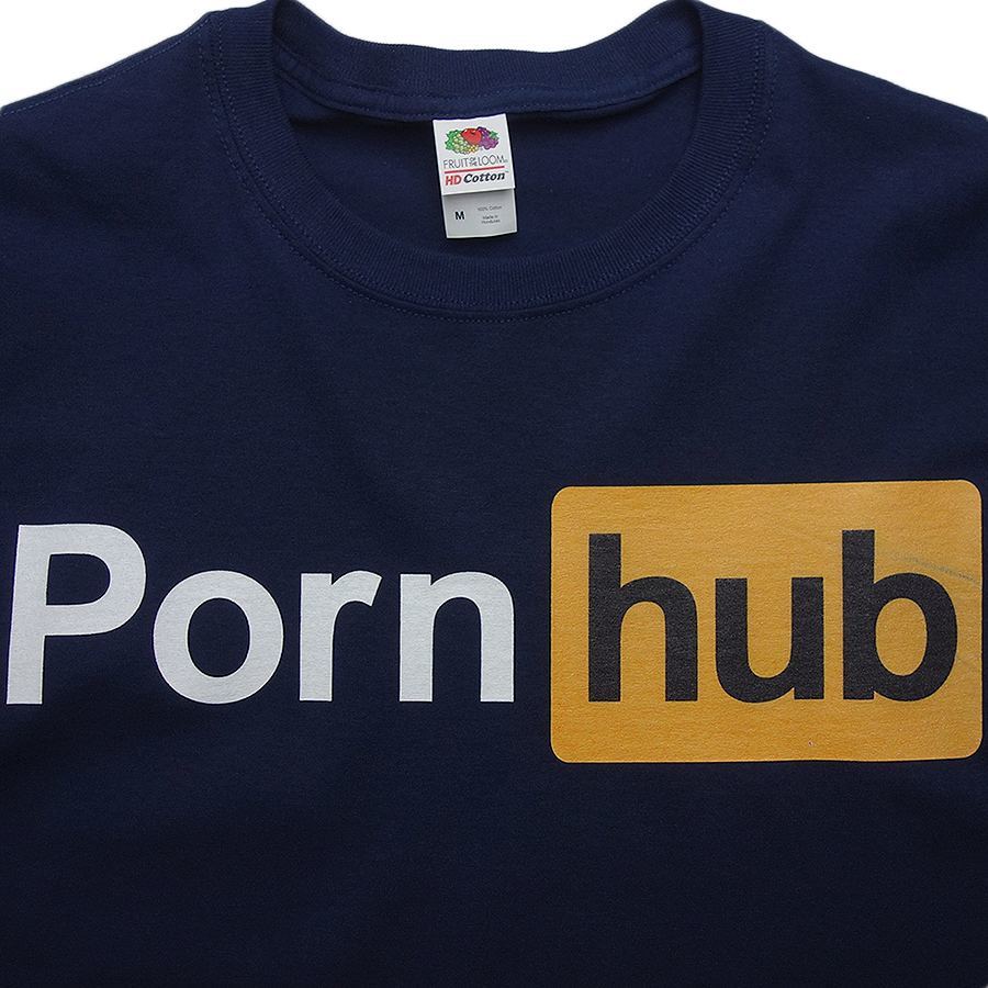 Porn hub プリント Tシャツ デッドストック 新品 FRUIT OF THE LOOM 紺 メンズ Mサイズ ティーシャツ #2425_画像3