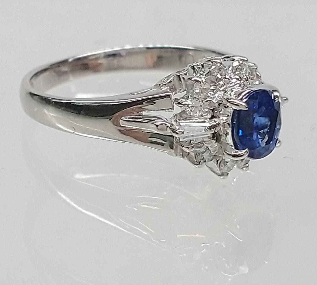 展示品 Pt900 サファイア0.50ct ダイヤ0.16ct 約8号 総重量約4.2g