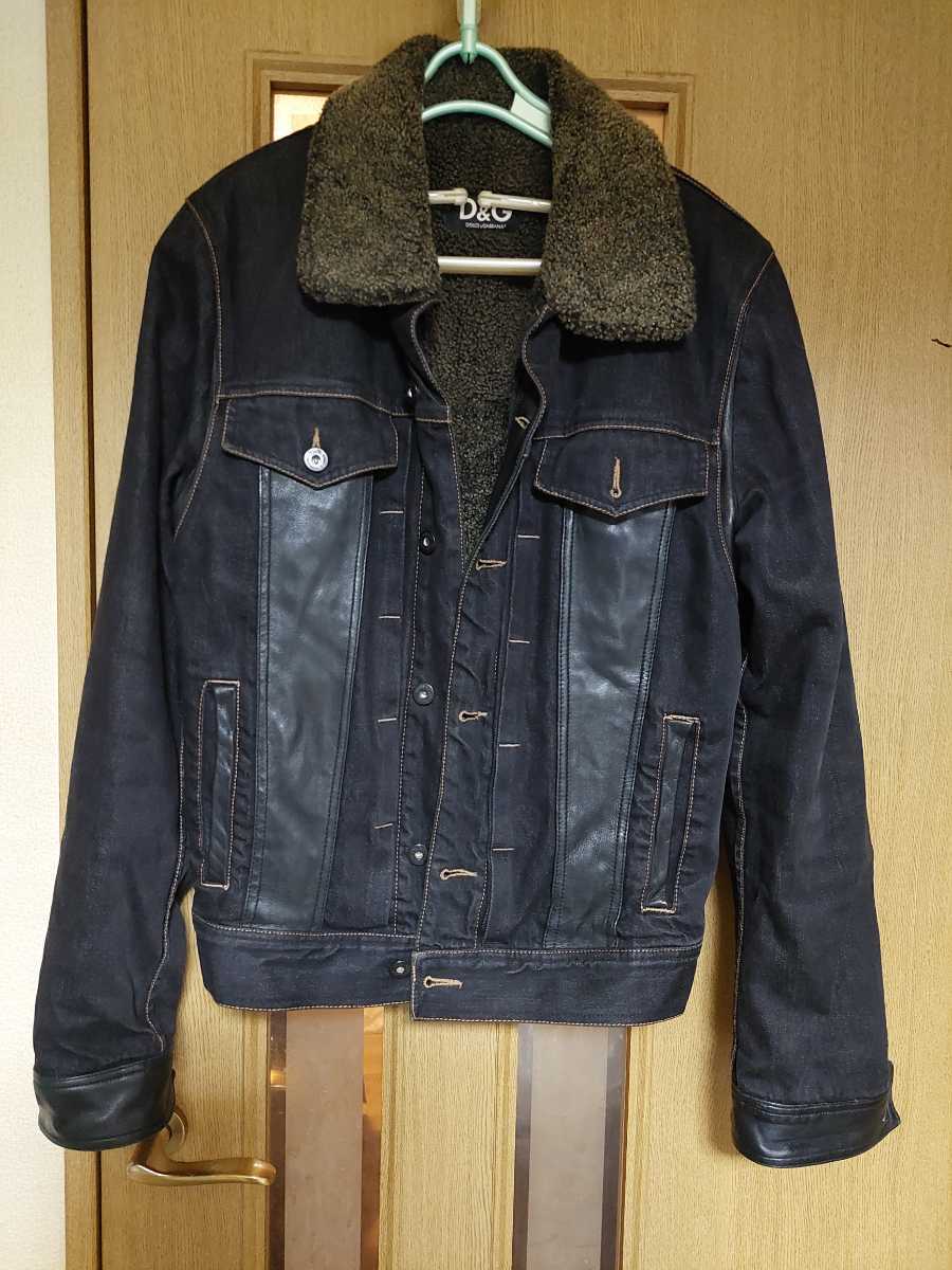 DOLCE&GABBANA D&G ドルチェ&ガッバーナ ボア レザーコンビ デニム