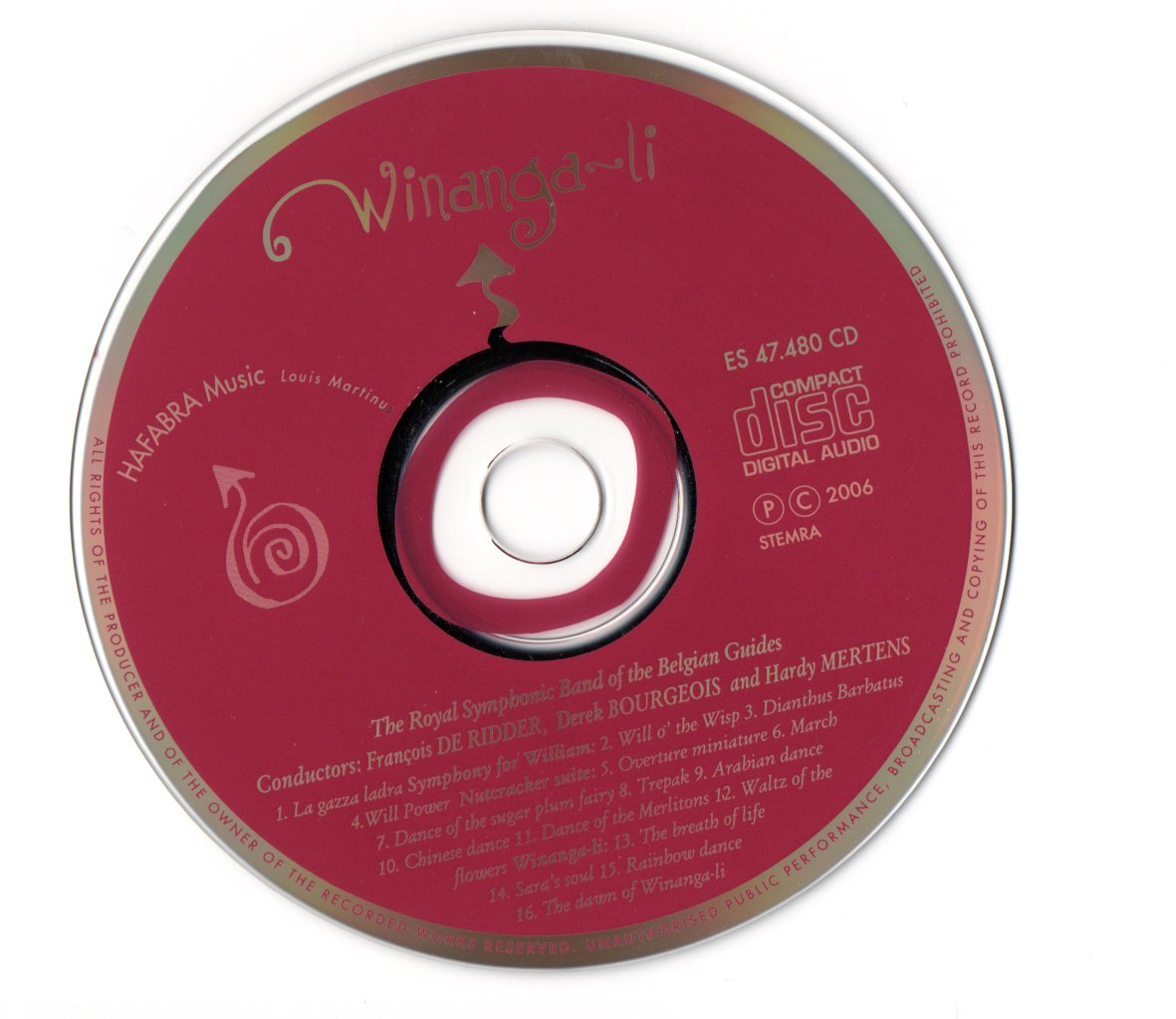 送料無料/CD/ベルギーギィデ交響吹奏楽団:ウィナンガ・リ/ウィリアムのためのシンフォニー/組曲 くるみ割り人形/泥棒かささぎ_画像3