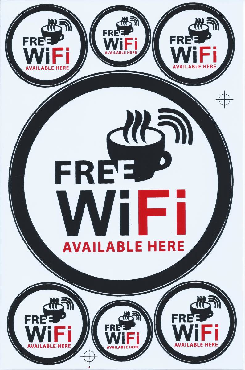 *送料無料 フリー ワイファイ ステッカー 業務用 FREE WIFI 店頭用 カフェ ホテル 民泊 訪日 外国人 無線LAN 集客 スマホ TS-528_画像1