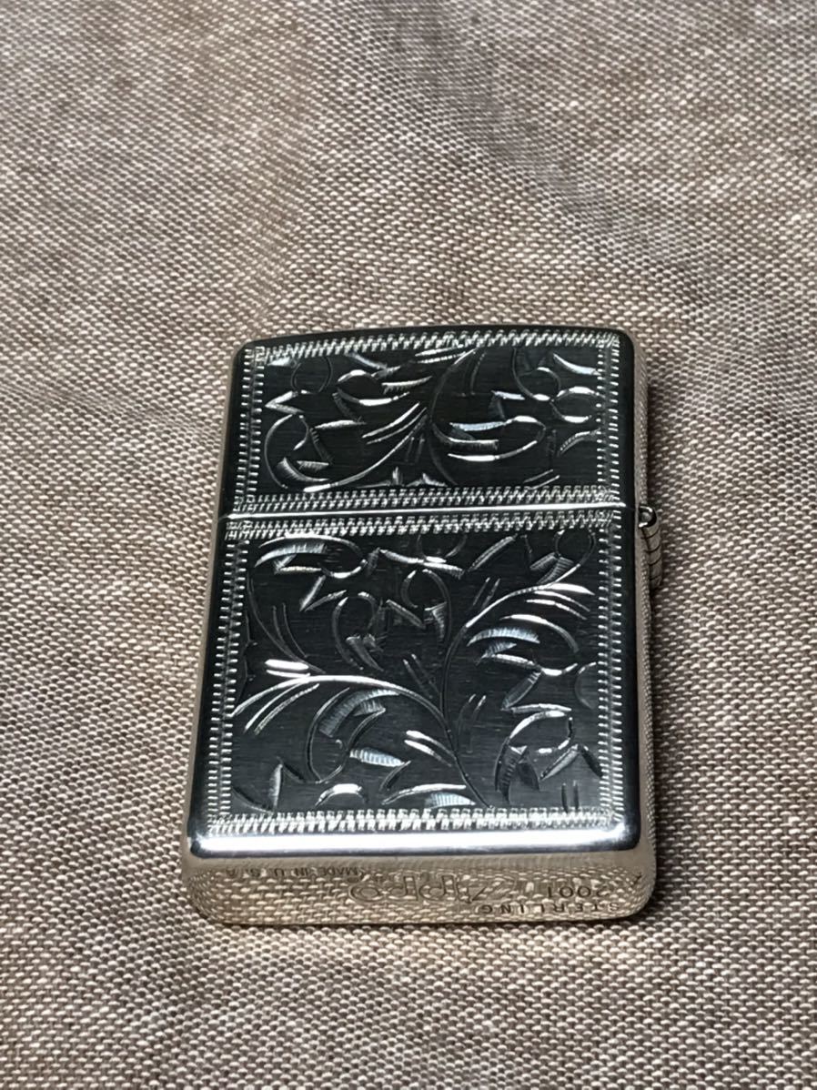 ZIPPO ジッポ ジッポー オイルライター スターリングシルバー 2001年製 Sterling silver 未使用品　手彫り_画像3