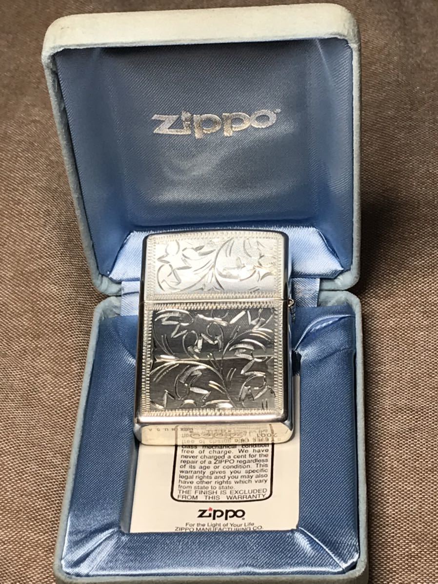 ZIPPO ジッポ ジッポー オイルライター スターリングシルバー 2001年製 Sterling silver 未使用品　手彫り_画像1