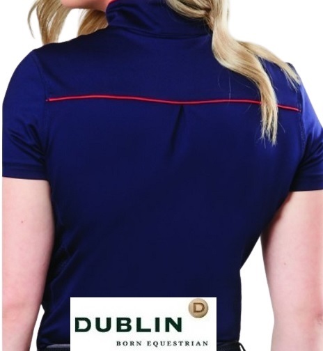 DUBLINda Brin navy L lady's short sleeves lai DIN g shirt horse riding horsemanship 