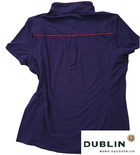 DUBLINda Brin navy L lady's short sleeves lai DIN g shirt horse riding horsemanship 