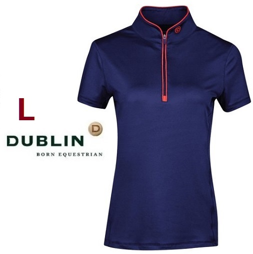 DUBLINda Brin navy L lady's short sleeves lai DIN g shirt horse riding horsemanship 