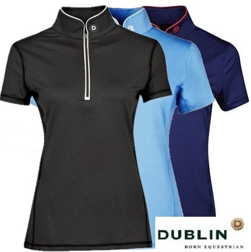 DUBLINda Brin navy L lady's short sleeves lai DIN g shirt horse riding horsemanship 