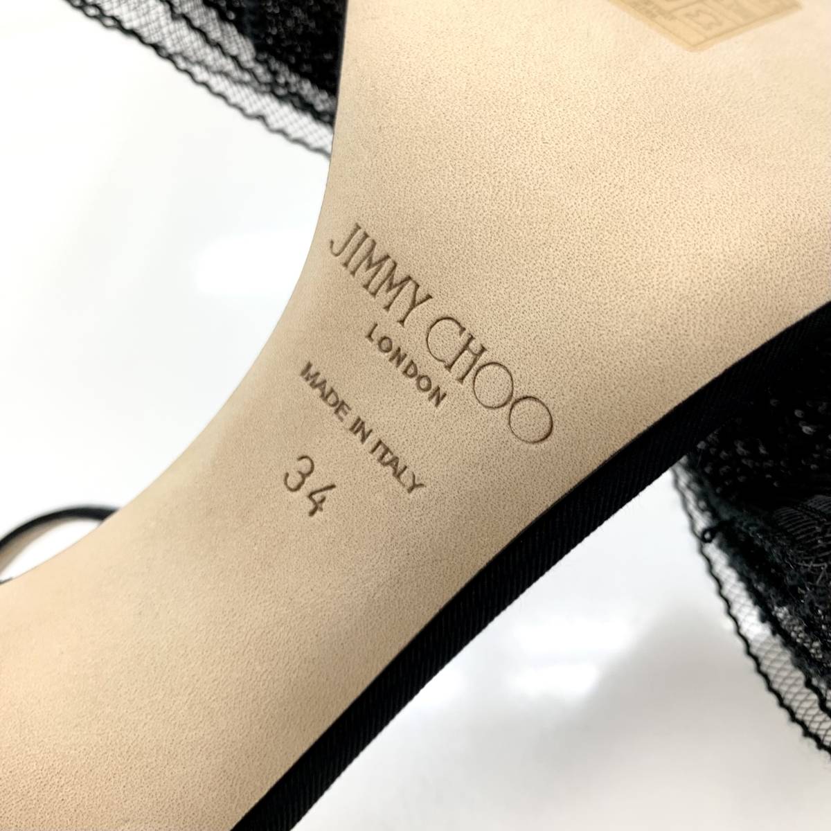 4086 未使用 ジミーチュウ ファブリック メッシュ リボン サンダル
