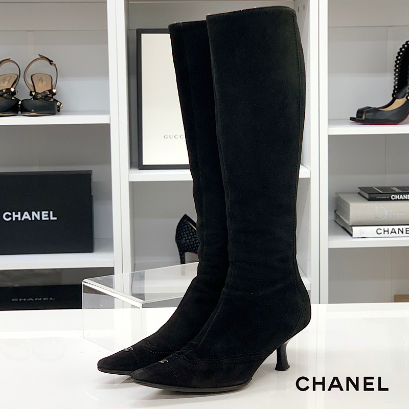 エバニュー Chanel ヒールブーツ 38/24.5cm - ブーツ
