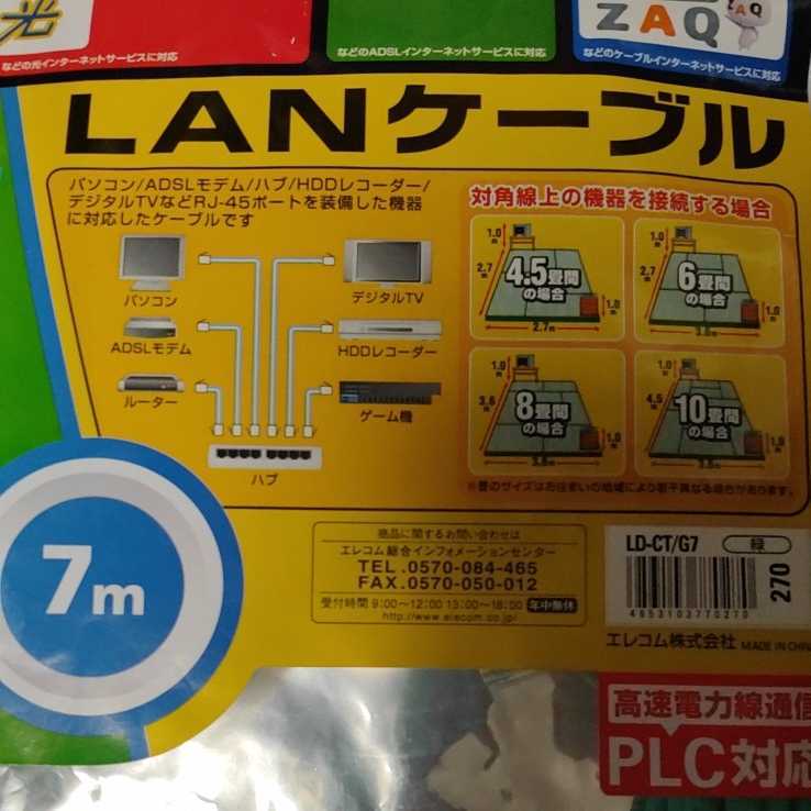 ●ELECOM ギガビット対応LANケーブル7m【エレコムLD-CT/G7】カテゴリー5e