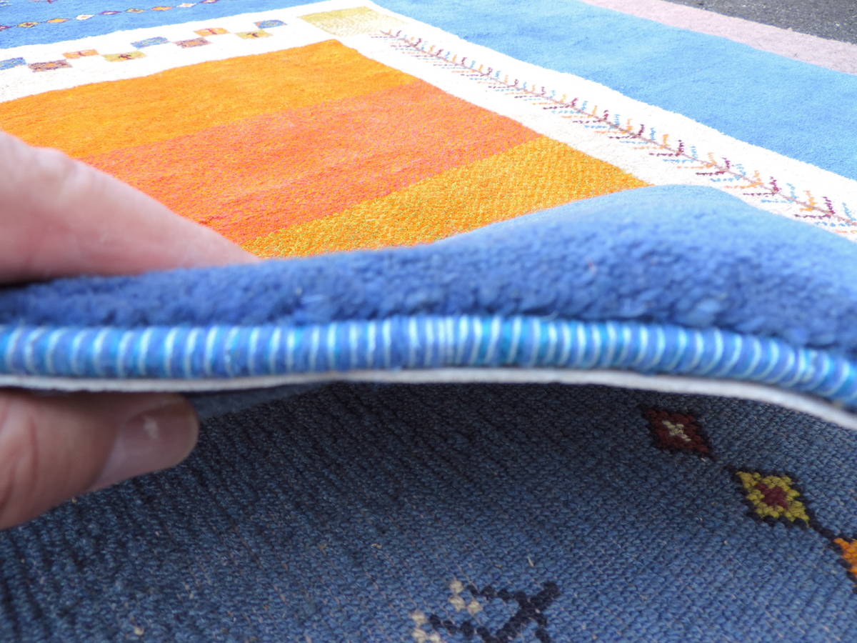 ギャッベ 手織り ロリバフギャベ ペルシャ絨毯の本場 イラン産 細かな密度 ウール100％ ラグサイズ 199cm×151cm 本物保証 直輸入_画像9