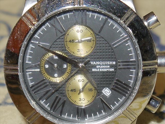 VANQUISH SPLENDOR クロノグラフウォッチ◆クォーツ腕時計/アナログ/VAW029/ヴァンキッシュ/クロノグラフ/メンズ/電池切れ_画像4
