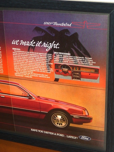 1983年 USA 80s 洋書雑誌広告 額装品 Ford Thunderbird フォード サンダーバード (A3size) / 検索用 ガレージ 店舗 看板 ディスプレイ_画像3