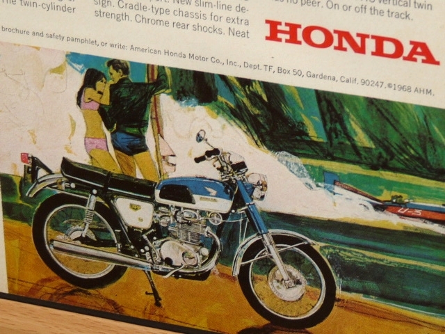 1968年 USA 60s 洋書雑誌広告 額装品 Honda CL450 C100 CT90 CB175 CB350 ホンダ (A3size) / 検索用 ガレージ 店舗 看板 ディスプレイ _画像8