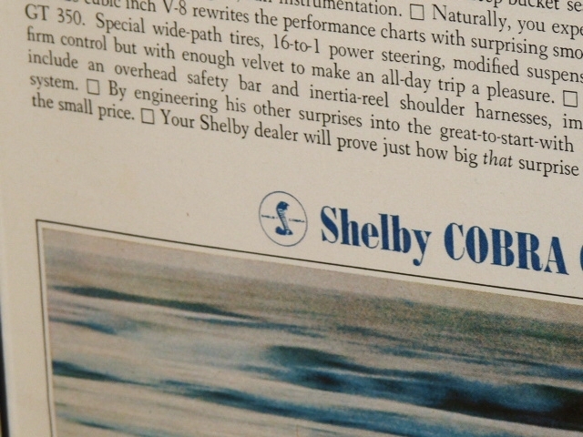 1968年 USA 洋書雑誌広告 額装品 Shelby COBRA GT350 GT500 シェルビー コブラ (A4size) / 検索用 Ford フォード ムスタング マスタング_画像6