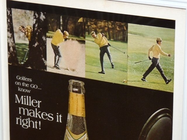 1968年 USA 60s vintage 洋書雑誌広告 額装品 Miller Beer ミラー (A4size) / 検索用 BAR 店舗 ガレージ ディスプレイ 看板 装飾_画像2