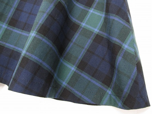 k5288：ヨークランドYorklandチェック柄フレアスカート9ARひざ上スカート/紺緑/日本製/チェック商会：35_画像5