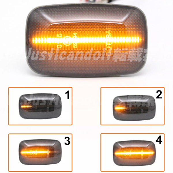 【DS51】 ランドクルーザー GRJ7# ランクル70 流れる LED ウインカー サイドマーカー シーケンシャル 流星 ハイフラ 純正交換 【スモーク】_画像4