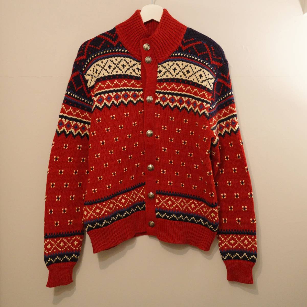 公式の  size cardigan knit Concho Lauren Ralph by Polo M コットンニット コンチョボタン ラルフローレン セーター